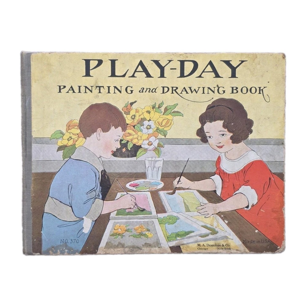 Antique 1908 PLAY-DAY Painting & Drawing Book No.370 M.A. Donohue Coloring USA